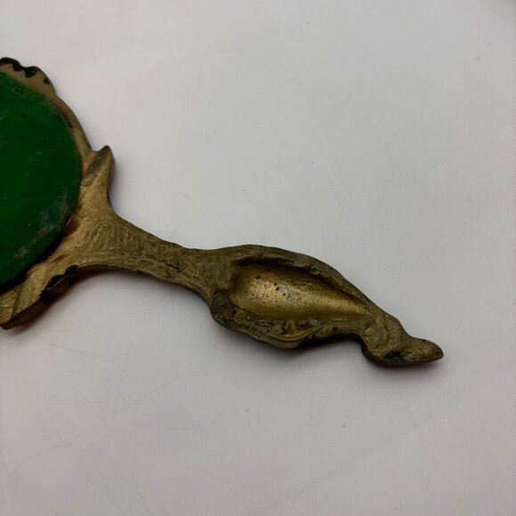 Vintage Brass Oval Hand Held Antique Style Vanity Collectible Mirror - Picture 14 of 16